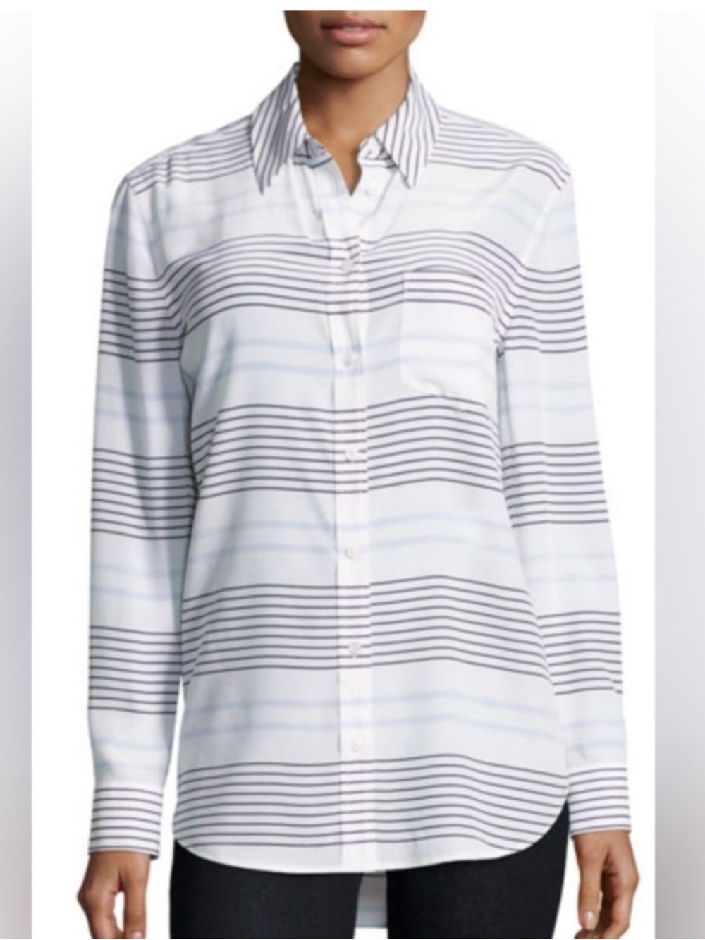 Equipment Reese Sunwashed Stripe Silk Blouse Button Front